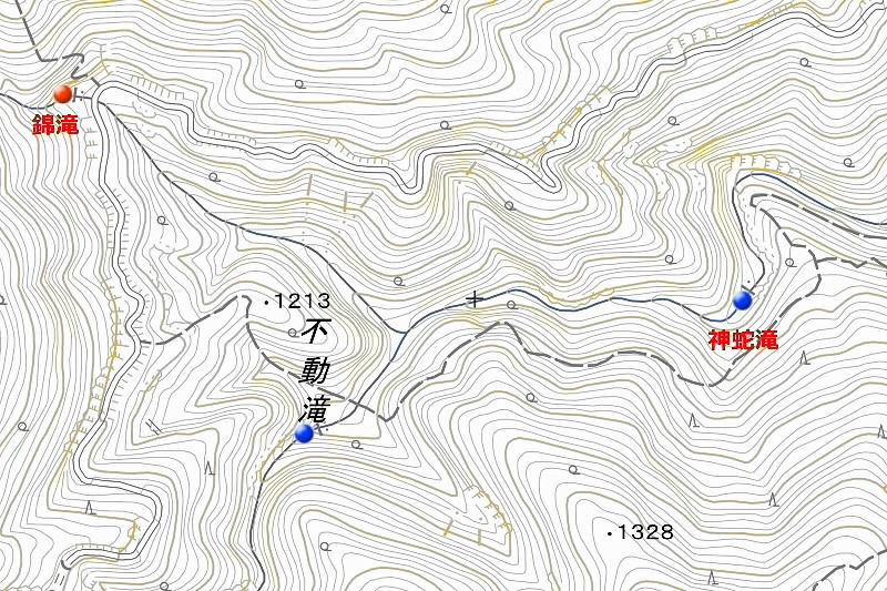 不動滝付近の地形図